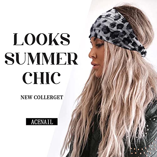 Acenail Leopard Wide Headband for Women - Non-Slip Turban 4Pcs