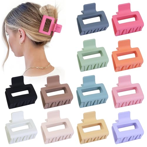 2 Inch Hair Claw Clips 12 Pack Colorful Matte Acrylic