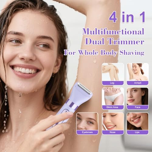4-in-1 Women's Electric Razor | Dual-Head Waterproof Trimmer