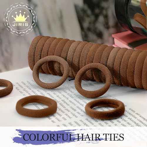 100PCS Hair Ties for Women And Kids, Seamless Thick Hair Bands, Elastic Baby Hair Ties No Damage Ponytail Holder, Cotton Toddler Hair Tie, No Crease Small Hair Tie For Toddler Girls (Brown)