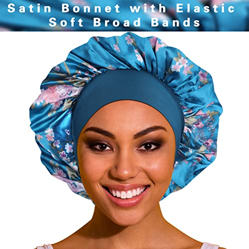 ROYBENS Satin Bonnet for Sleeping - 4 Pack Large Bonnets