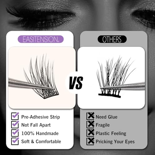 Self-Adhesive Lash Clusters Kit, 156 PCS Pre-Glued No Remover