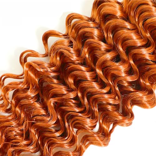 WuvuSnm 22-26 Inch Ginger Deep Wave Human Hair Bundles - #350DP Orange, 150g Each