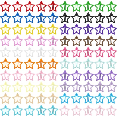Star Hair Clips 100PCS Metal Snap Barrettes for Girls Women