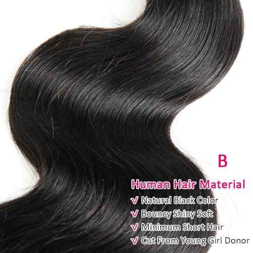 14A Body Wave Bundles Human Hair 20 22 24 Inch 100% Brazilian Virgin Real Raw Human Hair Bundles Body Wave Thick Weave Natural Color (20 22 24 Inch)