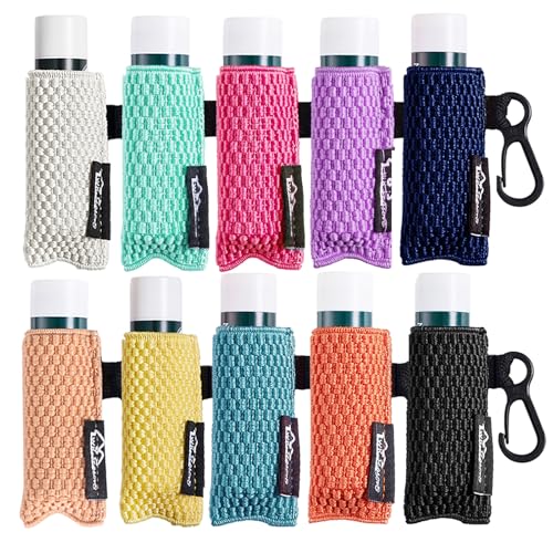 WK IEASON Lip Balm Sleeves Holder Keychain Bulk 10pcs Clip on Chapstick Key chain Holder Lip Gloss Keychain Holder Sleeve Tight-Knit Elastic Lipstick Key Chain Holder