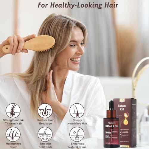 100% Natural Batana Oil for Hair Growth & Repair - Nourishes Scalp, Strengthens Hair, Reduces Breakage Split Ends, For Thicker Looking Hair - 1.76 fl oz