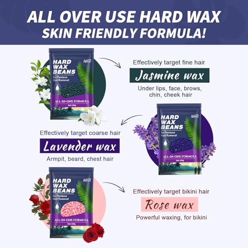 Waxing Kit for Women Men - Wax Kit for Hair Removal with Silicone Bowl,4 Bags Hard Waxing Beads and 30 Sticks - at Home Use Wax Warmer for Full Body, Bikini, Eyebrow, Face, Sensitive Skin