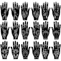 18 Sheets Temporary Tattoo Stencils, Indian Arabian Henna Tattoo Stencils, Glitter Airbrush Tattoo Stickers for Women Boys Girls Hand Body Art