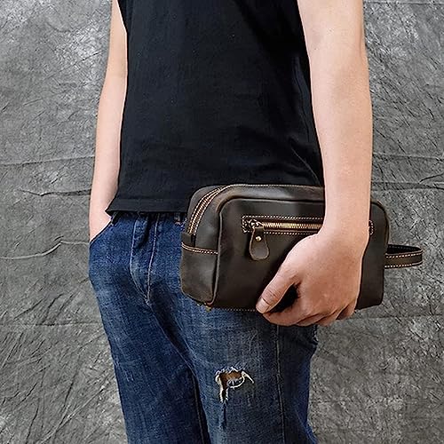 Leather Toiletry Bag for Men Travel Shaving Dopp Kit-Large Cosmetic Bags Toiletries Bathroom Organizer