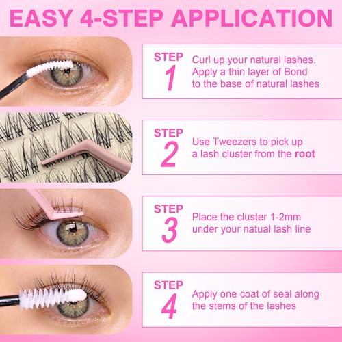 FayJoo Natural Wispy Lash Clusters Kit, C Curl, 8-16mm, DIY Eyelash Extensions