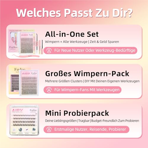 Natural Lash Clusters with 0.05mm Thin Invisible Band, Soft Wispy C Curl Lash Extensions, DIY Salon Effect with 8-16mm Lengths,Lightweight for Daily Wear,FayJoo AIRY 12 Lash Only