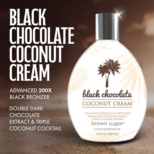 Brown Sugar Black Chocolate Coconut Cream Tanning Lotion, Advanced 200X Black Bronzer with Double Dark Chocolate Extract & Triple Coconut Cocktail, 13.5 Fl Oz