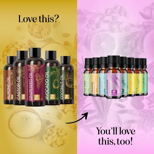 Pure Carrier Oils for Essential Oils - DIY Skin Care Set with Hair Oils Skin Oils for Body Care Moisturizers for Face and Body plus Nail Care - Anti Aging Skin Care DIY Beauty Products Carrier Oil Set