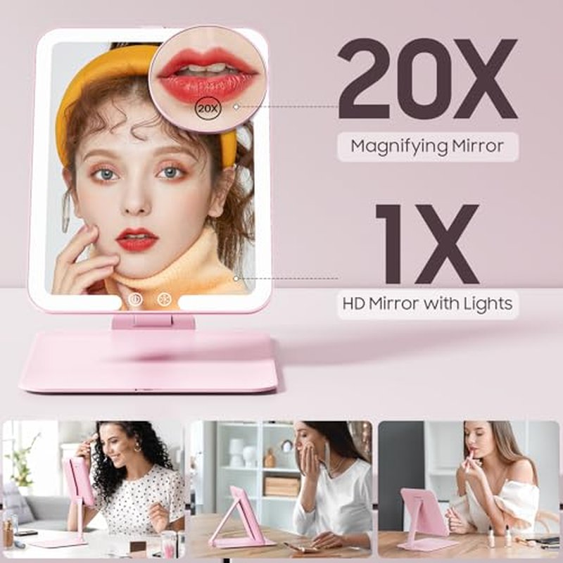 Benbilry Rechargeable Travel Makeup Mirror with 20X Magnification