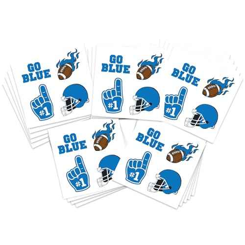 Sports Spirit Temporary Tattoos / 100 Mini Team & School Spirit Designs/Skin Safe/Removable (Blue Finger)
