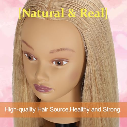 24" Human Hair Mannequin Head | 100% Real Hair Blonde