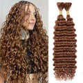#30 Light Brown Deep Wave Human Hair Braiding Bundles - 20 Inch