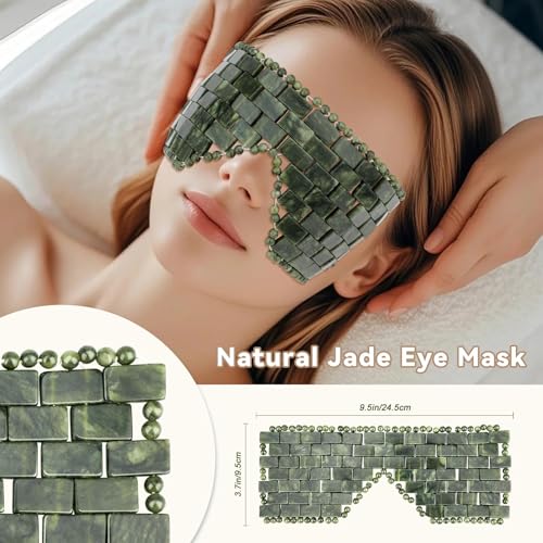 Jade Eye Mask & Resin Scalp Massager Set - 3 Piece Spa Relief