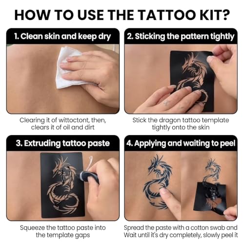 14-Color Temporary Tattoo Ink Kit with 95 Stencils