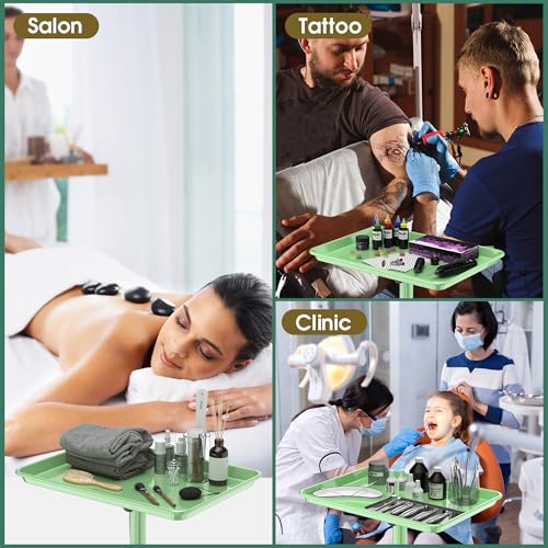 Salon Tray Tattoo Tray Salon Cart for Hair Stylist Salon Trolley Cart with Wheels Salon Rolling Tray-Green