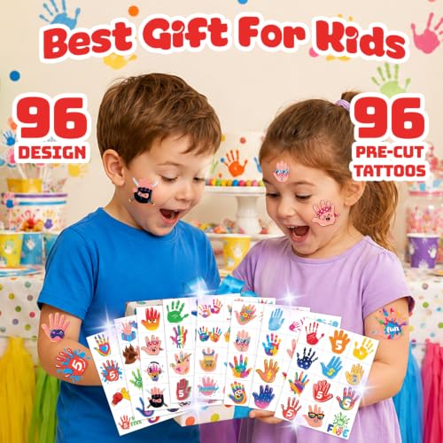 96 PCS Hi Five Temporary Tattoos for Kids | Waterproof