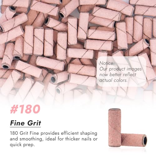 100-Pack Nail Drill Bits Set - 180 Grit Sanding Bands for Efile
