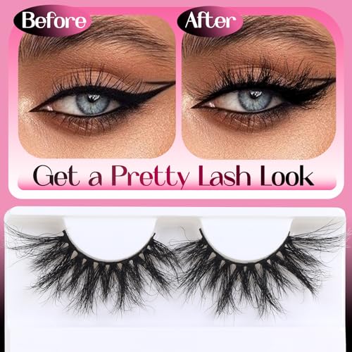 Veleasha 25mm 3D Mink Lashes - Dramatic Long Fluffy Eyelashes