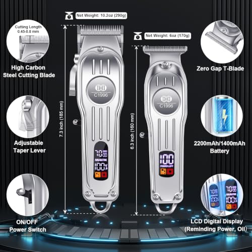 CIICII Men's Hair Clippers Set Cordless Barber Kit with Trimmer & Shaver