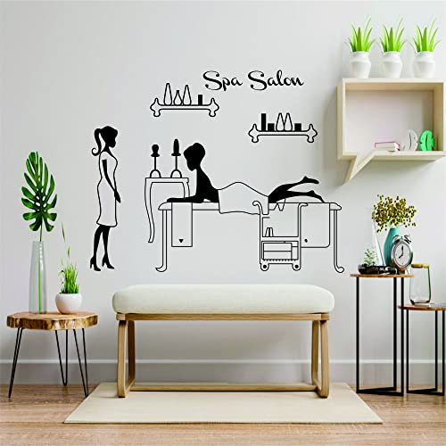 ANFRJJI Spa Salon and Massage Wall Decal - Relax and Rest Sticker - Removable PVC Wall Decor for Massage Shop - spa Bathroom Decor Effect 38"x32"inch (Black-JWH325-Decor Therapy)