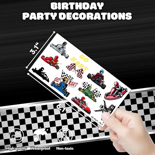Go Kart Temporary Tattoos - 100 PCS Racing Party Favors