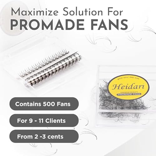 Heidari Handcraft Promade Eyelashes Extension Ideal for Professional Lash Salon, Collection 3D-20D, C CC D DD Curl, Thickness 0.03~0.1mm, Length 8-20mm, Long Lasting,Easy Application 12D-0.03 D 11 mm