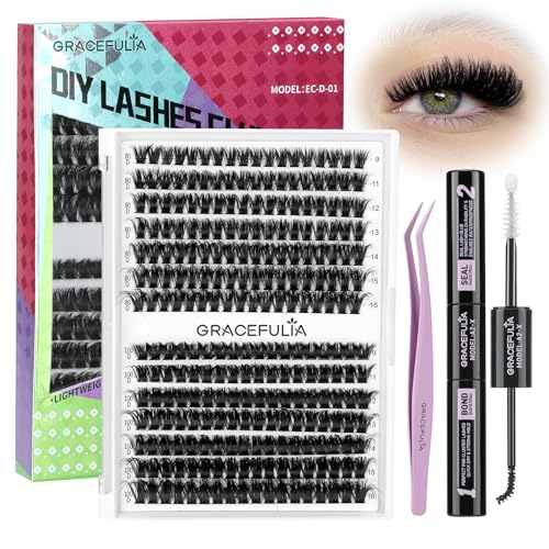 DIY Eyelash Extension Clusters Kit, 280pcs 80D+100D D Curl Lashes