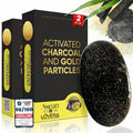 Premium 2X African Black Soap with 24K Gold Collagen Vitamin C Natural Handmade Charcoal Bar for Deep Cleansing Brightening Acne Control Face & Body 100% Egyptian