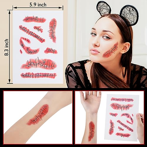 110PCS Halloween Fake Scars Temporary Tattoos Kit