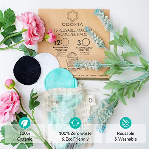 Reusable Makeup Remover Pads 15-Pack with Laundry Bag