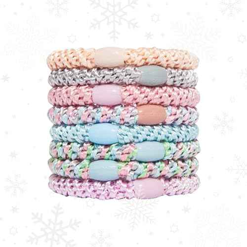 Blue & Pink Hair Ties for Thick Hair, Grab & Go Ponytail Holders, 8 Pack, Tutu, Thick No-Crease Bands with Strong Hold, Damage-Free Design, Soft Ballet-Inspired Mix | L. Erickson