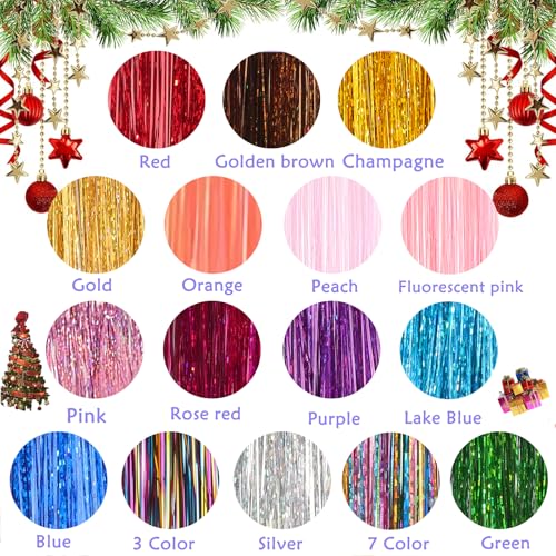 Hair Tinsel Kit 16 Colors 6800 Strands 48 Inch Heat Resistant