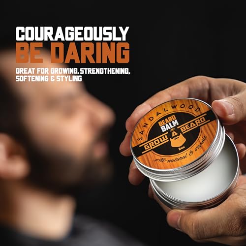 Beard Oil and Balm Set for Men - All-Natural Sandalwood & Citrus Scent, For Beard Growth and Care (2 Pack of 2 oz)