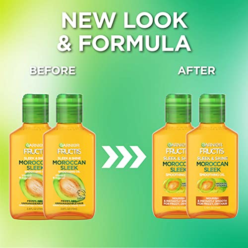 Garnier Fructis Sleek & Shine Moroccan Sleek Smoothing Oil for Frizzy, Dry Hair, Argan Oil, 3.75 Fl Oz, 2 Count (Packaging May Vary)