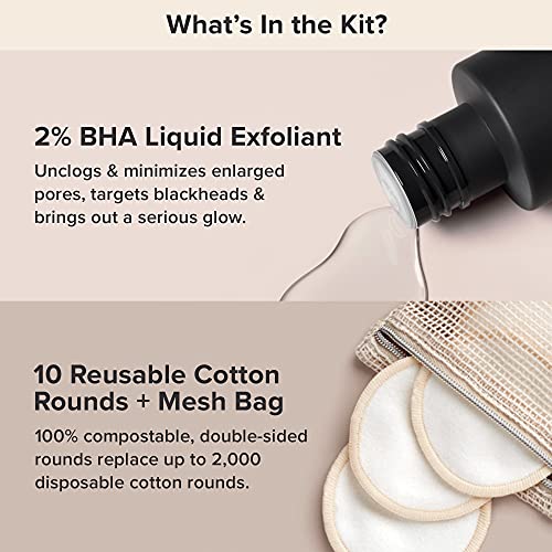 Paula's Choice 2% BHA Liquid Exfoliant with Reusable Bamboo Cotton Pads