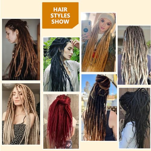 Kraler 24" Thick Ombre PinkDreadlock Extensions, SE 1cm Width Crochet Dreadls Extensions of Synthetic Hair Hip Hop Style Dreadlock for Girls(5 Strands)