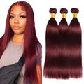 #99J Burgundy Straight Human Hair Bundles - 26 Inch, 3 Pack