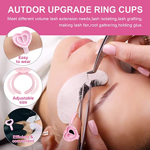 Autdor 500Pcs Pink Glue Rings for Eyelash Extensions