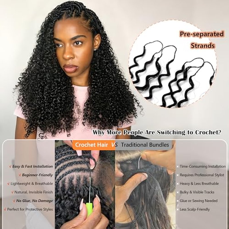100% Human Hair Crochet Braids Burmese Curly 18 Inch 120g