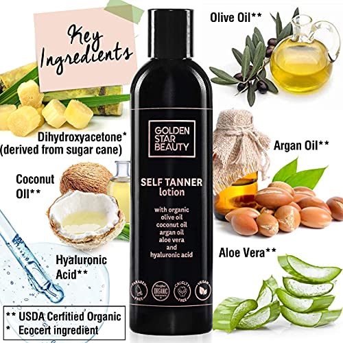 Self Tanner Lotion with Tanning Mitt & Tan Extender Daily Moisturiser for Beautiful and Long-lasting Sunless Tan