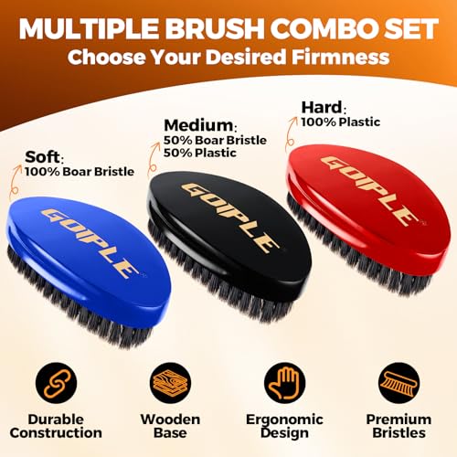 360 Wave Kit for Men - 3 Brushes, Durags, Pomade & Oil