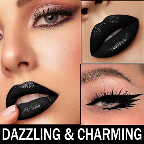 Black Lipstick & Liner Set - Matte Waterproof Long Lasting