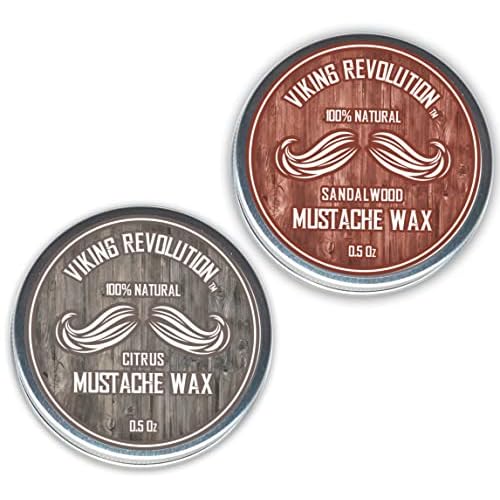 Viking Revolution Mustache Wax 2 Pack - Beard & Moustache Wax for Men - Strong Hold Helps Train Tame & Style (Citrus & Sandalwood, 2 pack)