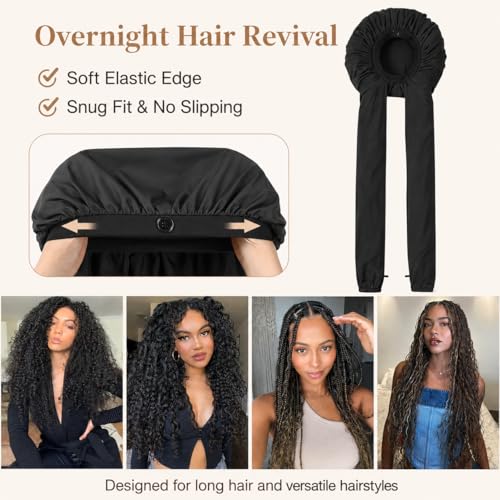 Aileam Silk Bonnet for Long Hair & Braids - 2 in 1 Hair Protection